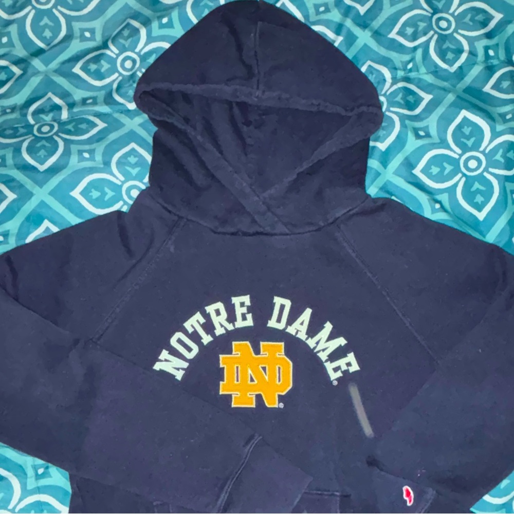 League Hoodie Mens Size Small Blue Notre Dame Fighting Irish Football Pullover